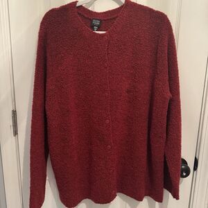 Eileen Fisher Italian Yarn Sweater Cardigan Maroon Size 1X Button Front